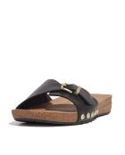 Mules en cuir à boucle réglable Iqushion noires
