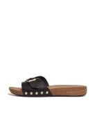 Mules en cuir à boucle réglable Iqushion noires