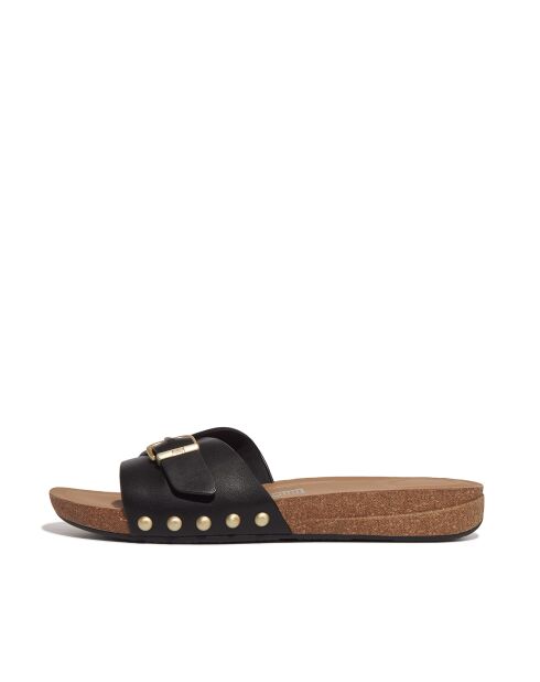 Mules en cuir à boucle réglable Iqushion noires