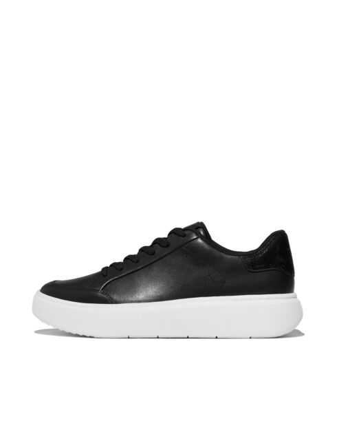 Sneakers en cuir à paillettes noires