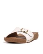 Mules en cuir à boucle réglable Iqushion blanches