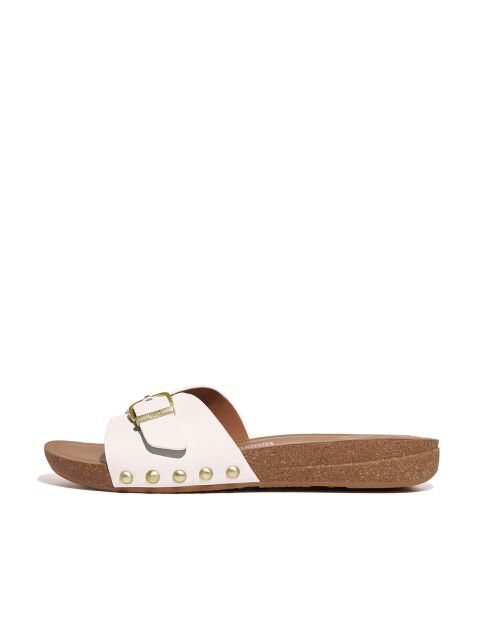Mules en cuir à boucle réglable Iqushion blanches