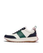 Baskets F-Mode Flow en cuir et daim bleu marine / vert / blanc