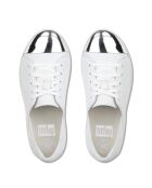 Weiße F-Sporty-Sneakers aus Leder mit verspiegelter Zehenpartie