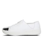 Weiße F-Sporty-Sneakers aus Leder mit verspiegelter Zehenpartie