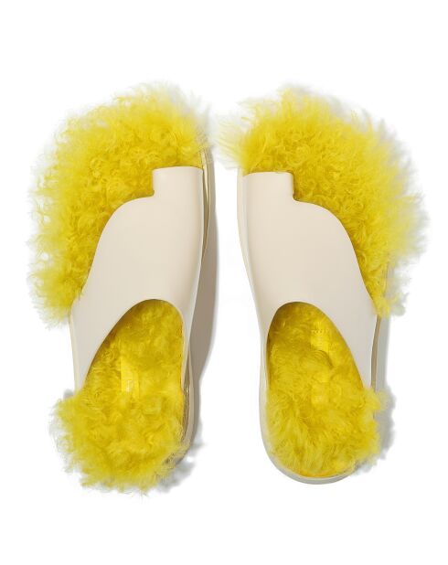 Mules en cuir ajouré Gen-FF x Roksanda beige et jaune