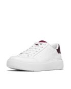Sneakers en cuir à paillettes blanches/rubis