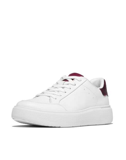 Sneakers en cuir à paillettes blanches/rubis