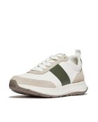 Baskets F-Mode Flow en cuir blanc / vert safari