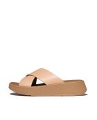Mules plateforme en cuir F-Mode beiges