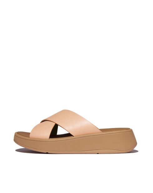 Mules plateforme en cuir F-Mode beiges