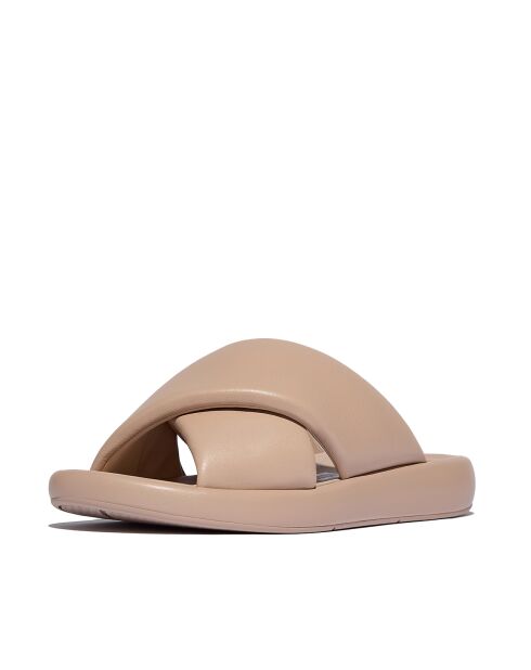 Mules en cuir rembourrées confort Iqushion D-Luxe beige
