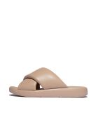 Mules en cuir rembourrées confort Iqushion D-Luxe beige
