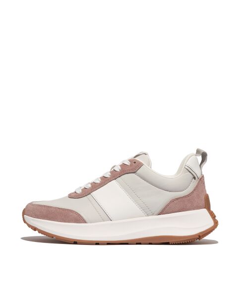 Baskets F-Mode Flow nylon & daim rose foncé / gris / blanc