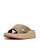 Mules F-Mode à plateforme en cuir dorées
