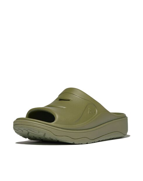 Claquettes Relieff en caoutchouc ton sur ton vertes
