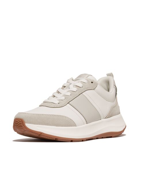 Sneakers F-Mode Flow aus einer Mischung aus weißem Leder und Veloursleder