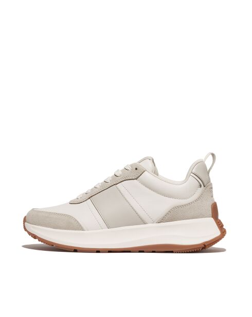 Sneakers F-Mode Flow aus einer Mischung aus weißem Leder und Veloursleder