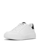 Sneakers en cuir à paillettes blanches/noires