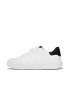 Sneakers en cuir à paillettes blanches/noires