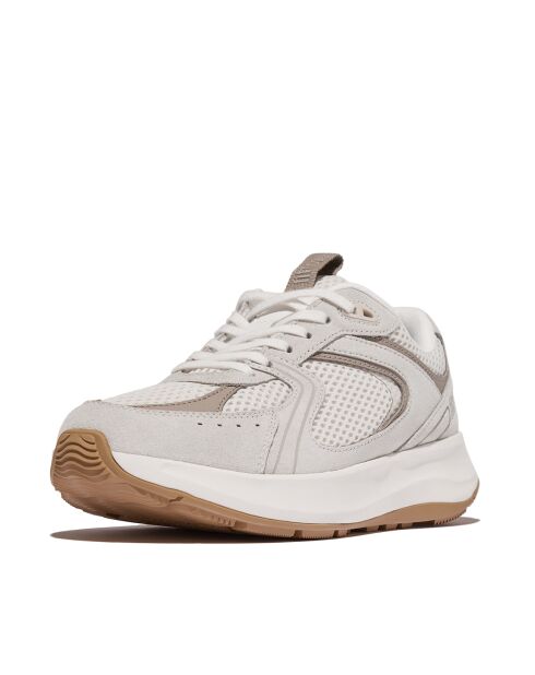 F-Mode Flow Sneakers aus Veloursleder, Mesh und Leder in Weiß