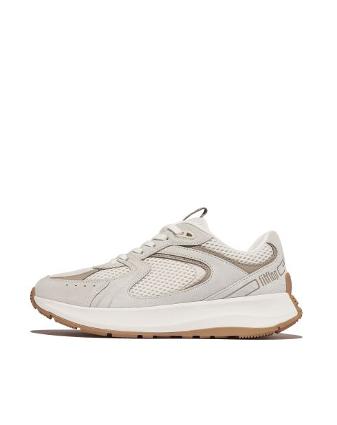F-Mode Flow Sneakers aus Veloursleder, Mesh und Leder in Weiß