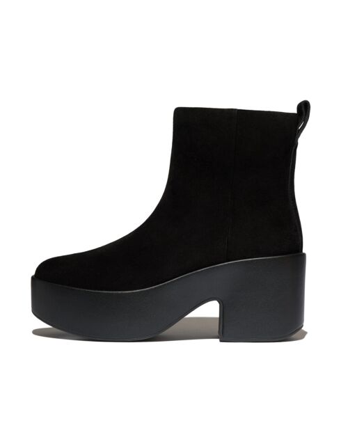 Bottes plateformes en daim à talons noires