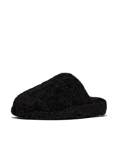 Chaussons Iqushion enveloppantes effet peluche noirs