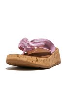 Tongs F-Mode Leather-Twist en cuir tressé lilas sauvage métallisé
