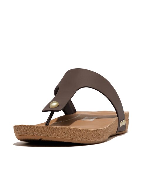 Tongs en cuir Iqushion chocolat