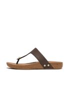 Tongs en cuir Iqushion chocolat