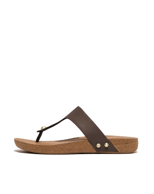 Tongs en cuir Iqushion chocolat