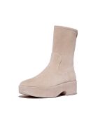 Bottines F-Luma en daim stretch enveloppantes beige