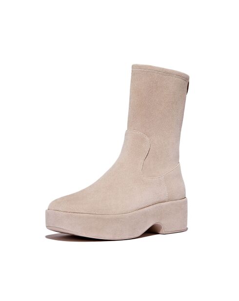Bottines F-Luma en daim stretch enveloppantes beige