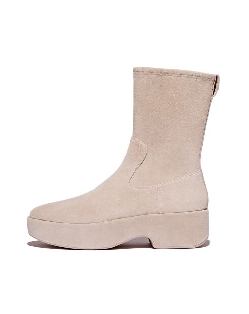 Bottines F-Luma en daim stretch enveloppantes beige