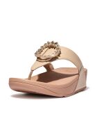 Tongs en cuir Crystal-Circlet beige pierre