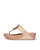 Tongs en cuir Crystal-Circlet beige pierre