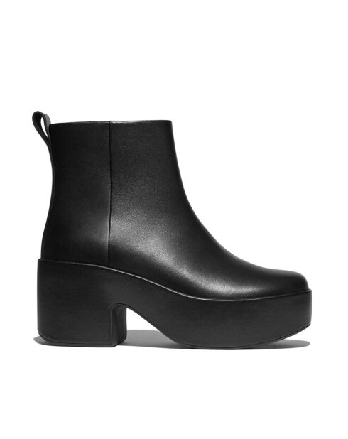 Bottes plateformes en cuir à talons noires