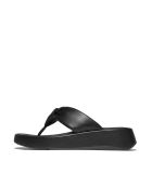 Tongs à plateforme en cuir souple à nœud noires