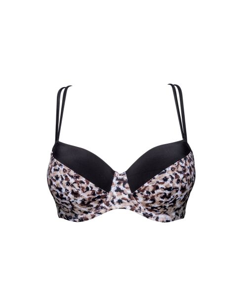 Haut de maillot de bain SunSet Stay imprimé animal noir sable