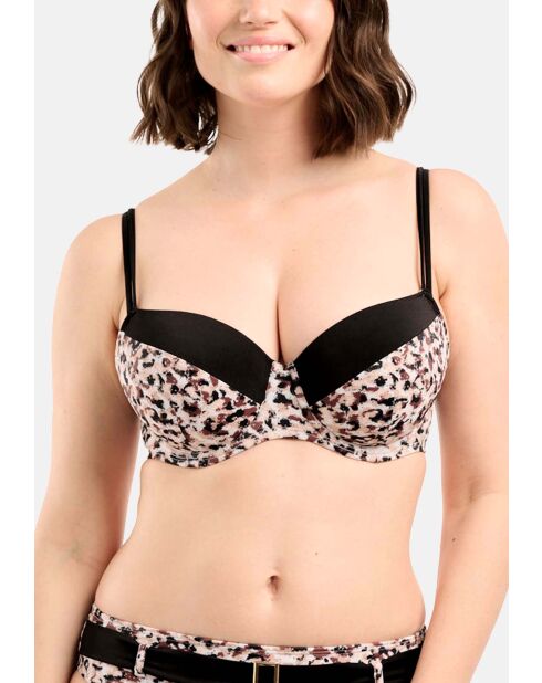 Haut de maillot de bain SunSet Stay imprimé animal noir sable