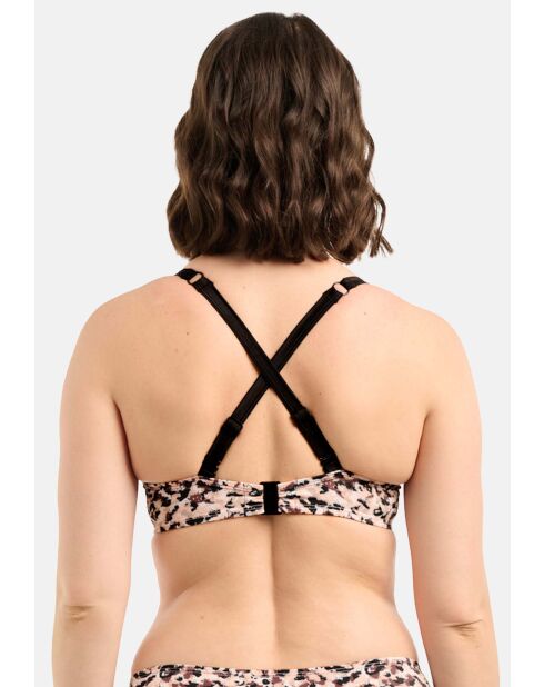 Haut de maillot de bain SunSet Stay imprimé animal noir sable