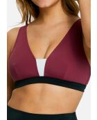 Haut de maillot de bain brassière sans armatures Beyond the beach colorblock prune