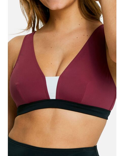 Haut de maillot de bain brassière sans armatures Beyond the beach colorblock prune