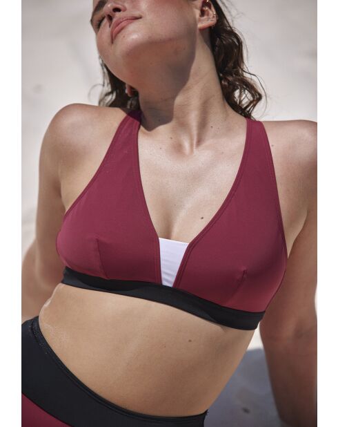 Haut de maillot de bain brassière sans armatures Beyond the beach colorblock prune