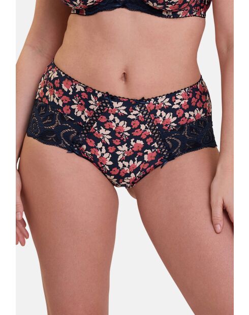 Shorty Amelie Print imprimé floral marine et rouge