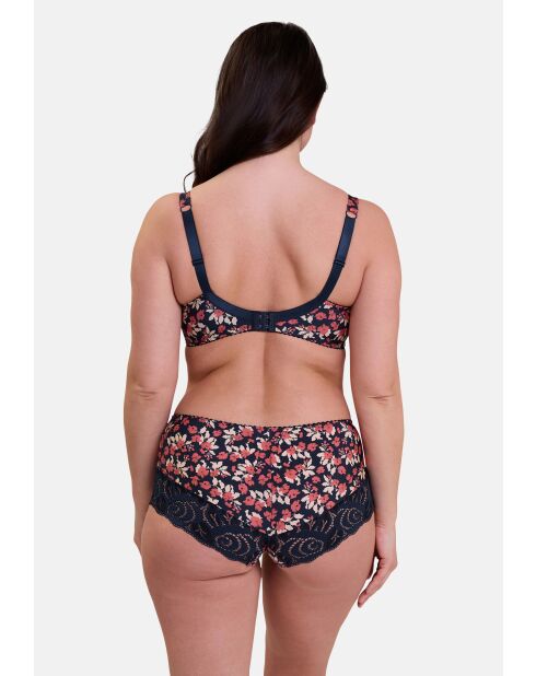 Shorty Amelie Print imprimé floral marine et rouge