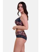 Shorty Amelie Print imprimé floral marine et rouge