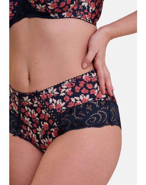 Shorty Amelie Print imprimé floral marine et rouge