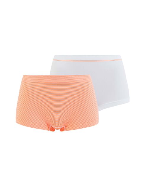 Lot de 2 shorties Zen Attitude orange/blanc + blanc